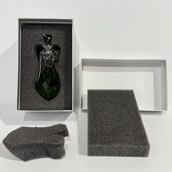 Glass Angel Ornament Green Crystal Gold Trim Praying Figurine Gift Boxed - Picture 16 of 16